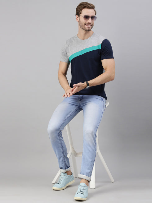 Multicolour Colourblocked Crew Neck Tshirt